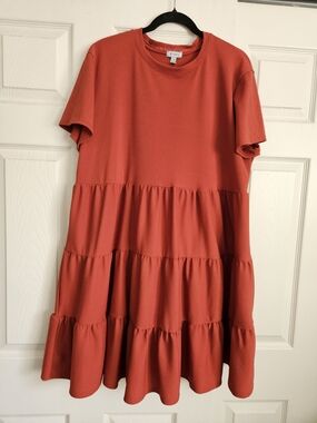 Susina Tiered Short Sleeve Dress - Rust